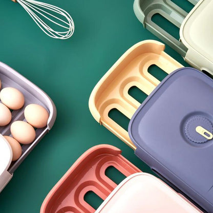 Stackable Egg Storage Box with Pull-Out Drawer and Lid
