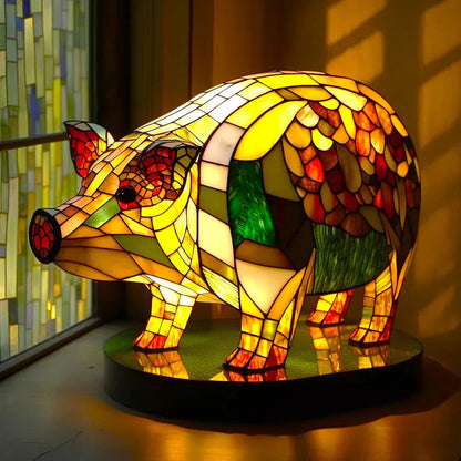 Stained Glass Animal Table Lamp Tiffany Style Decorative Night Light