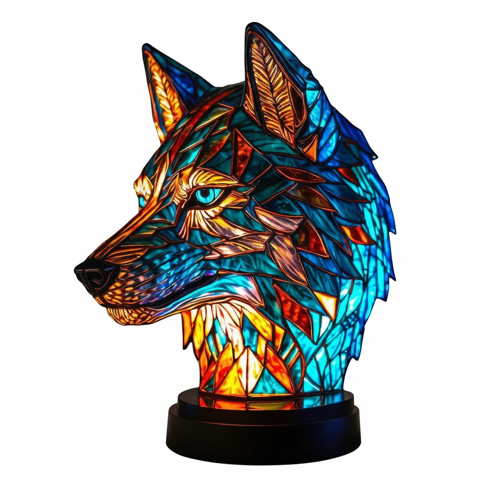 Stained Glass Animal Table Lamp Tiffany Style with Warm Ambient Light