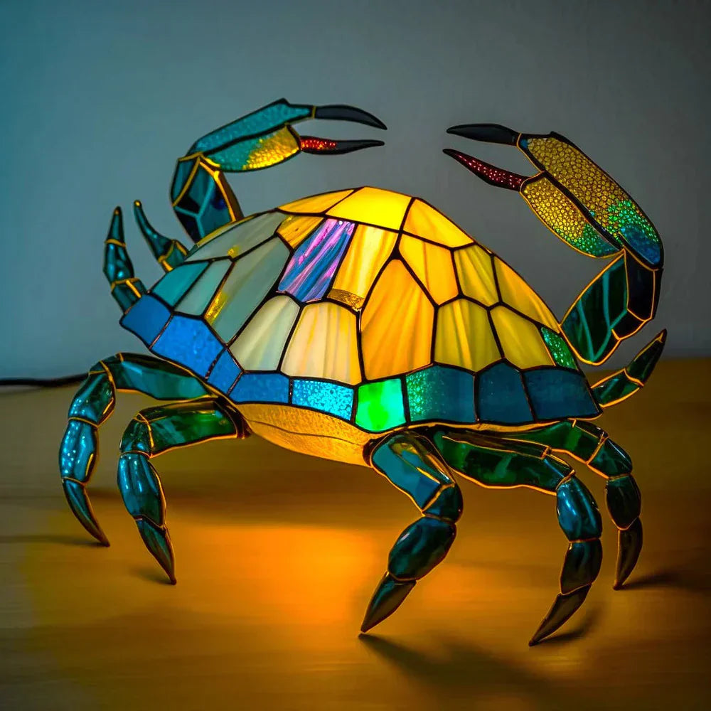 Stained Glass Animal Table Lamp Tiffany Style with Warm Ambient Light
