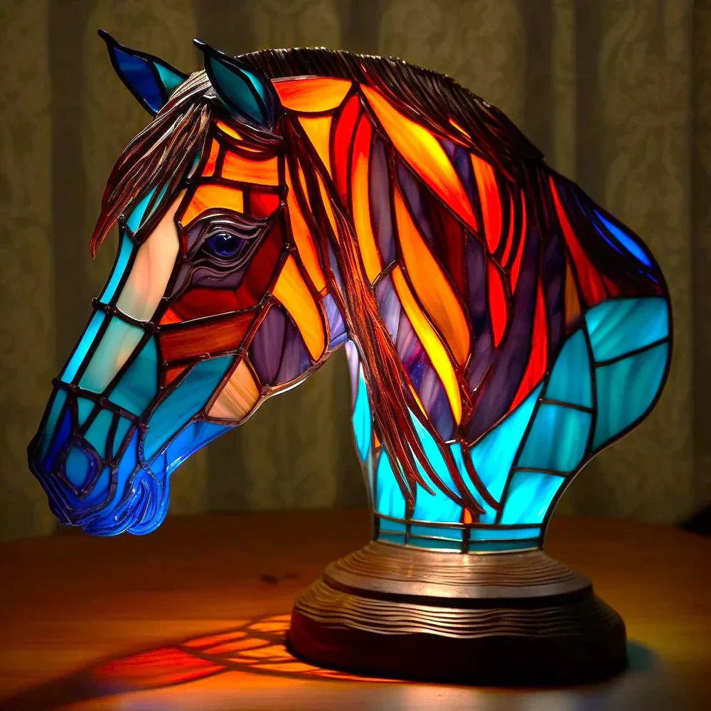 Stained Glass Animal Table Lamp Tiffany Style with Warm Ambient Light