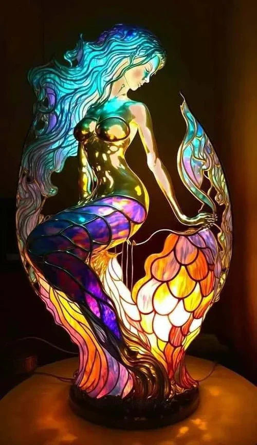 Stained Glass Animal Table Lamp Tiffany Style with Warm Ambient Light