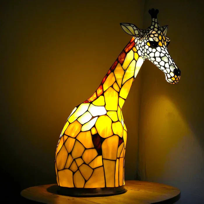 Stained Glass Animal Table Lamp Tiffany Style with Warm Ambient Light