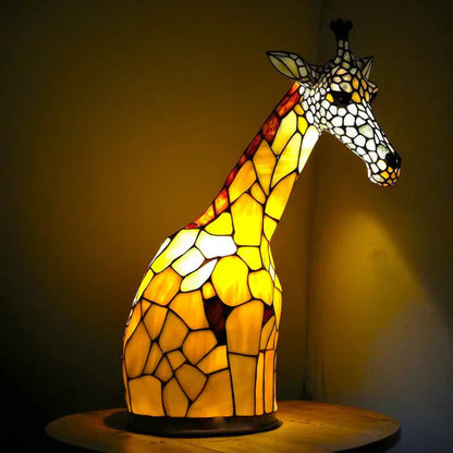 Stained Glass Animal Table Lamp Tiffany Style with Warm Ambient Light