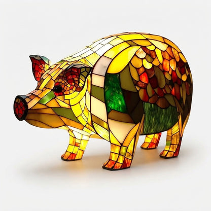 Stained Glass Animal Table Lamp Tiffany Style with Warm Ambient Light