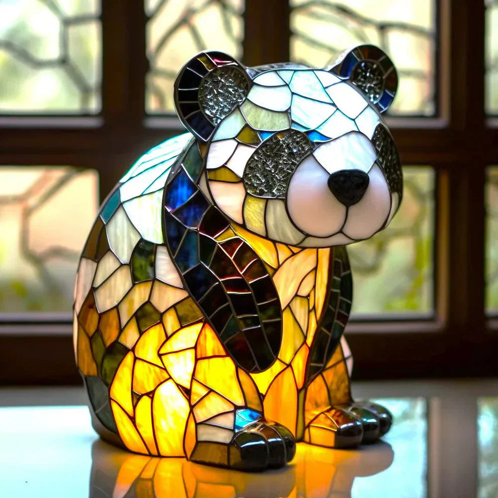 Stained Glass Animal Table Lamp Tiffany Style with Warm Ambient Light