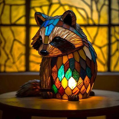 Stained Glass Animal Table Lamp Tiffany Style with Warm Ambient Light