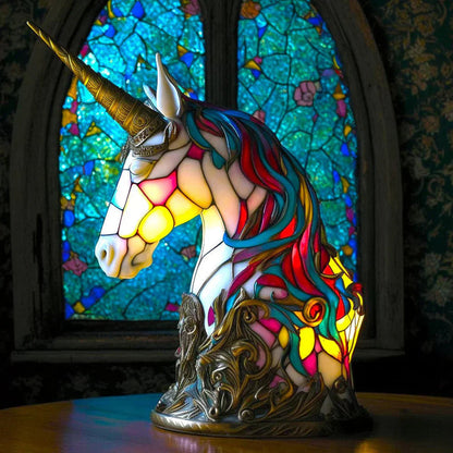 Stained Glass Animal Table Lamp Tiffany Style with Warm Ambient Light
