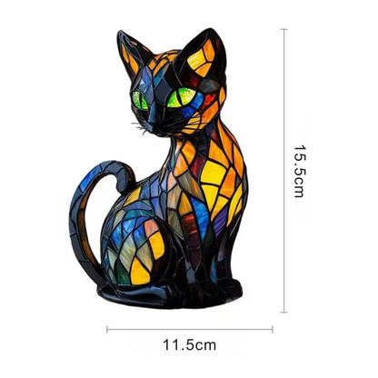 Stained Glass Cat Table Lamp Art Deco Indoor Atmosphere Light