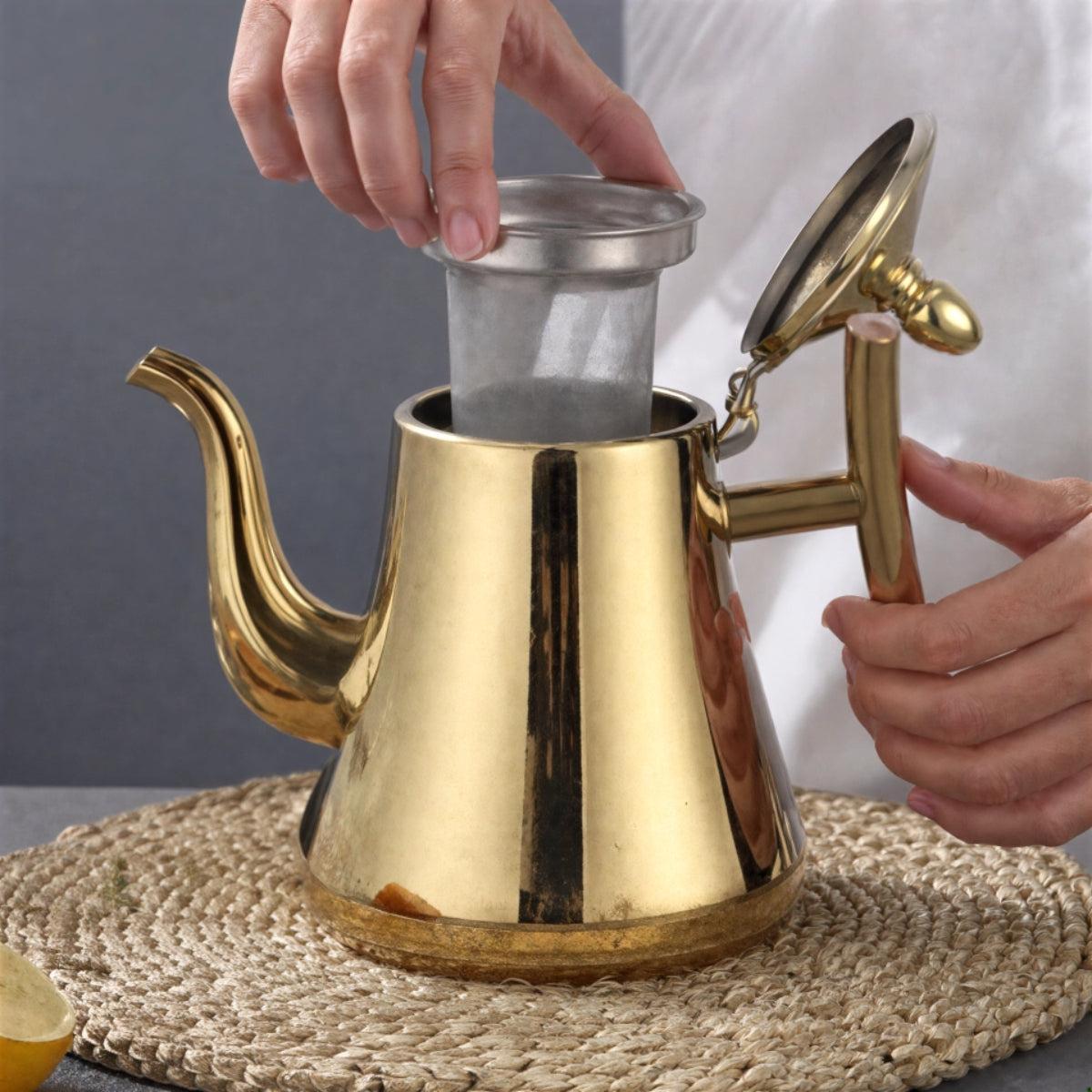 Stovetop Tea Kettle with Gooseneck Spout and Built-In Filter for Induction and Gas