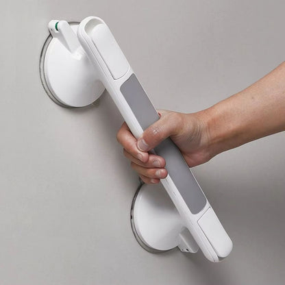 Suction Grab Bar with Textured Handle and Safety Lock Indicator