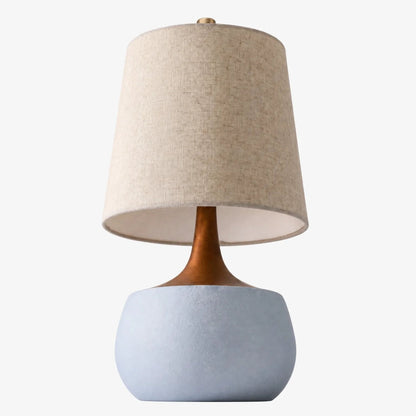Table Lamp Mid-Century Modern with Linen Shade and Concrete Base