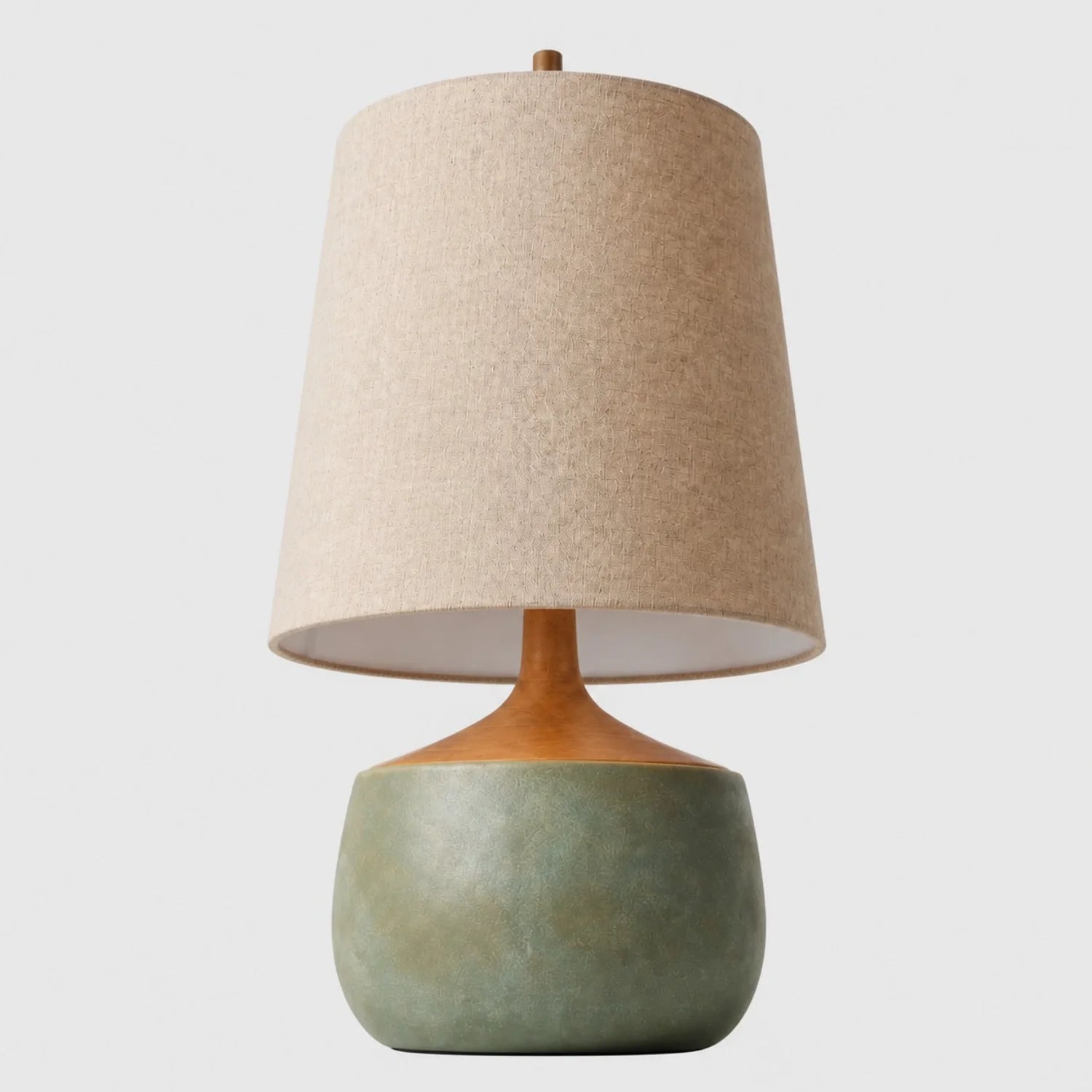 Table Lamp Mid-Century Modern with Linen Shade and Concrete Base