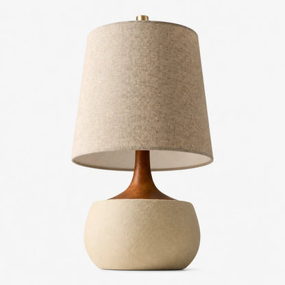 Table Lamp Mid-Century Modern with Linen Shade and Concrete Base