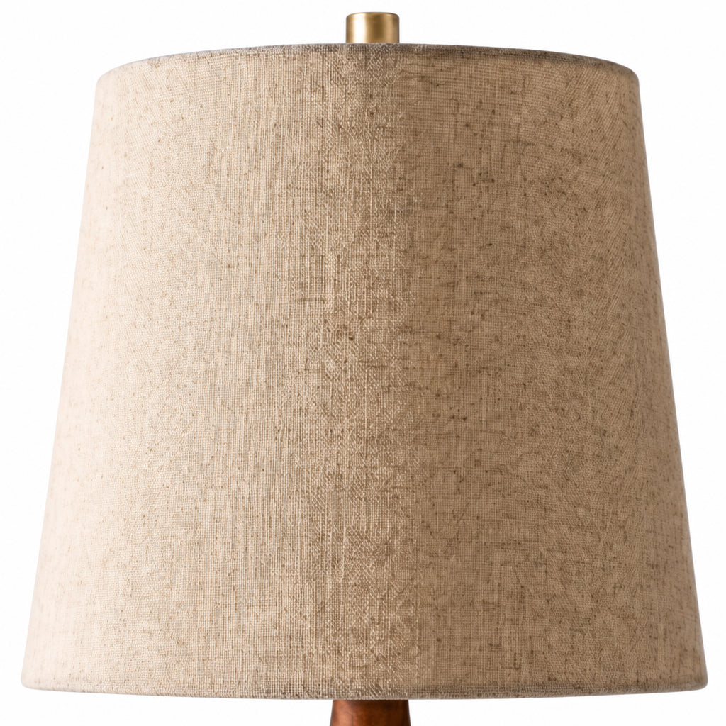 Table Lamp Mid-Century Modern with Linen Shade and Concrete Base