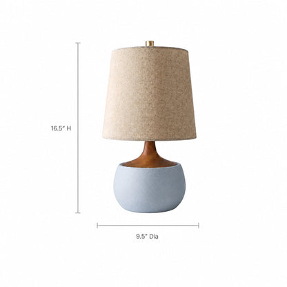 Table Lamp Mid-Century Modern with Linen Shade and Concrete Base