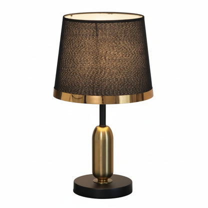 Table Lamp Modern Art Deco Style with Black Fabric Shade and Gold Base