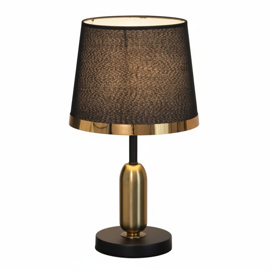 Table Lamp Modern Art Deco Style with Black Fabric Shade and Gold Base