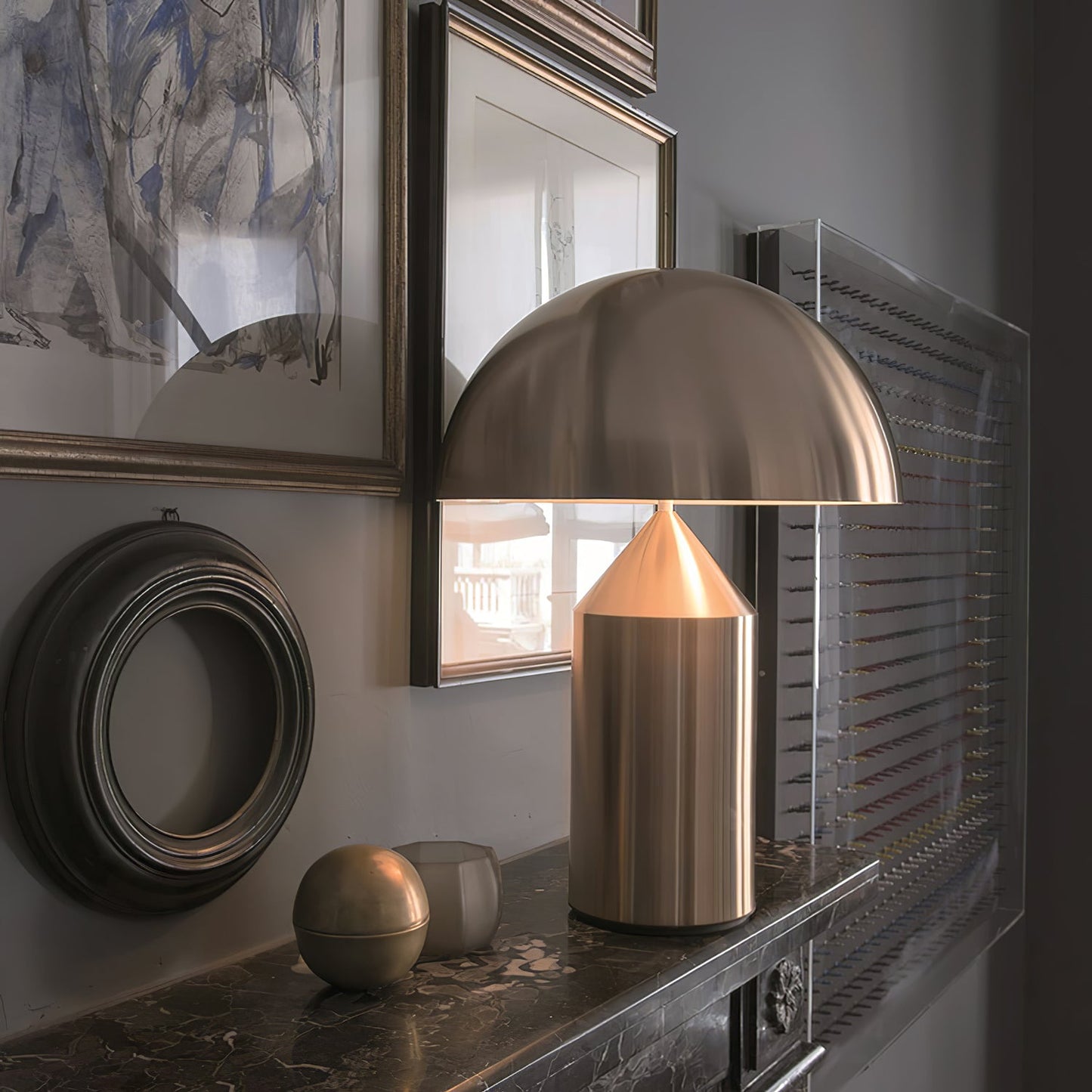 Table Lamp Modern Dome Shape with Plug-In Cord and Inline Switch