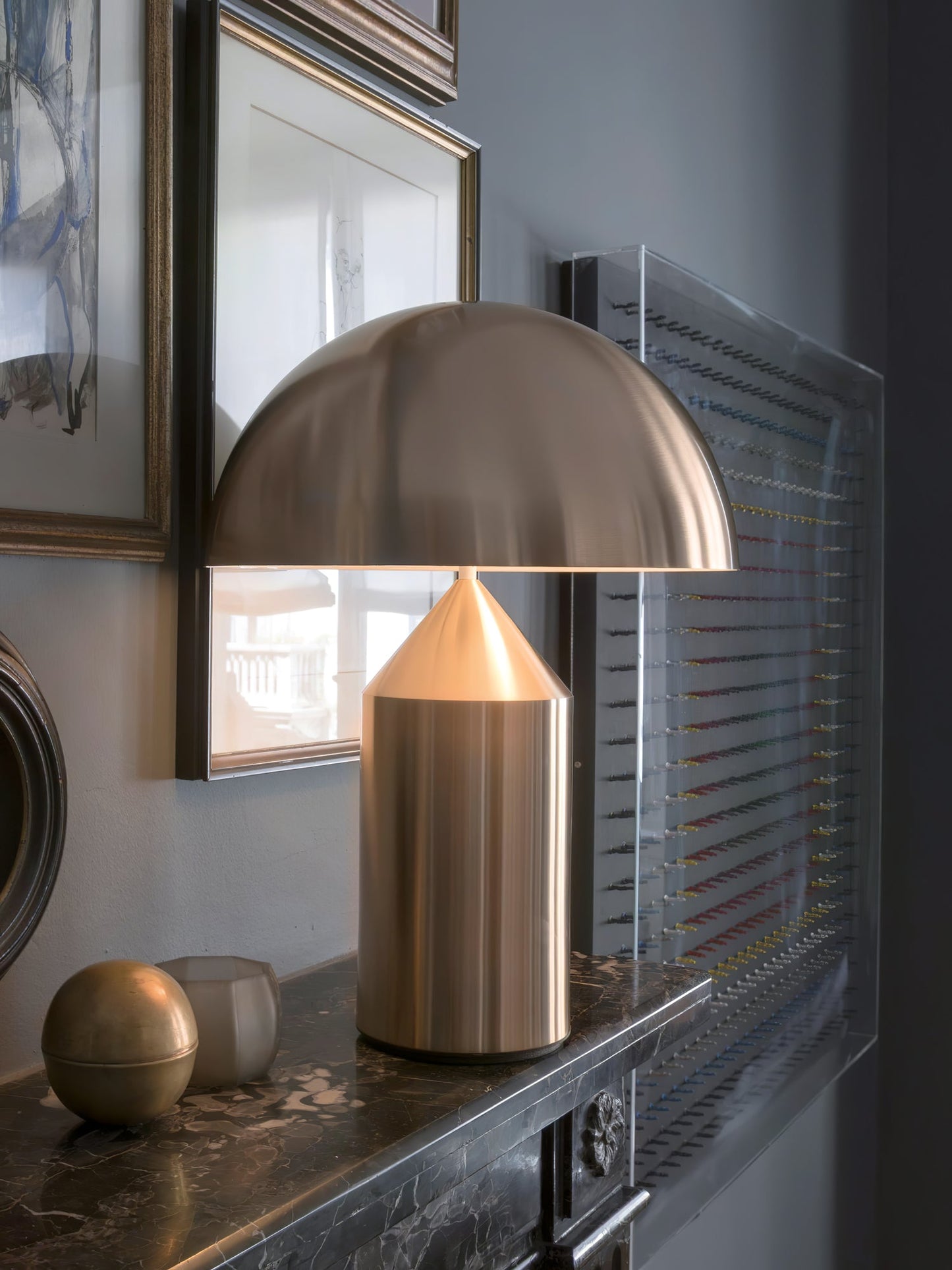 Table Lamp Modern Dome Shape with Plug-In Cord and Inline Switch ##POS:89##