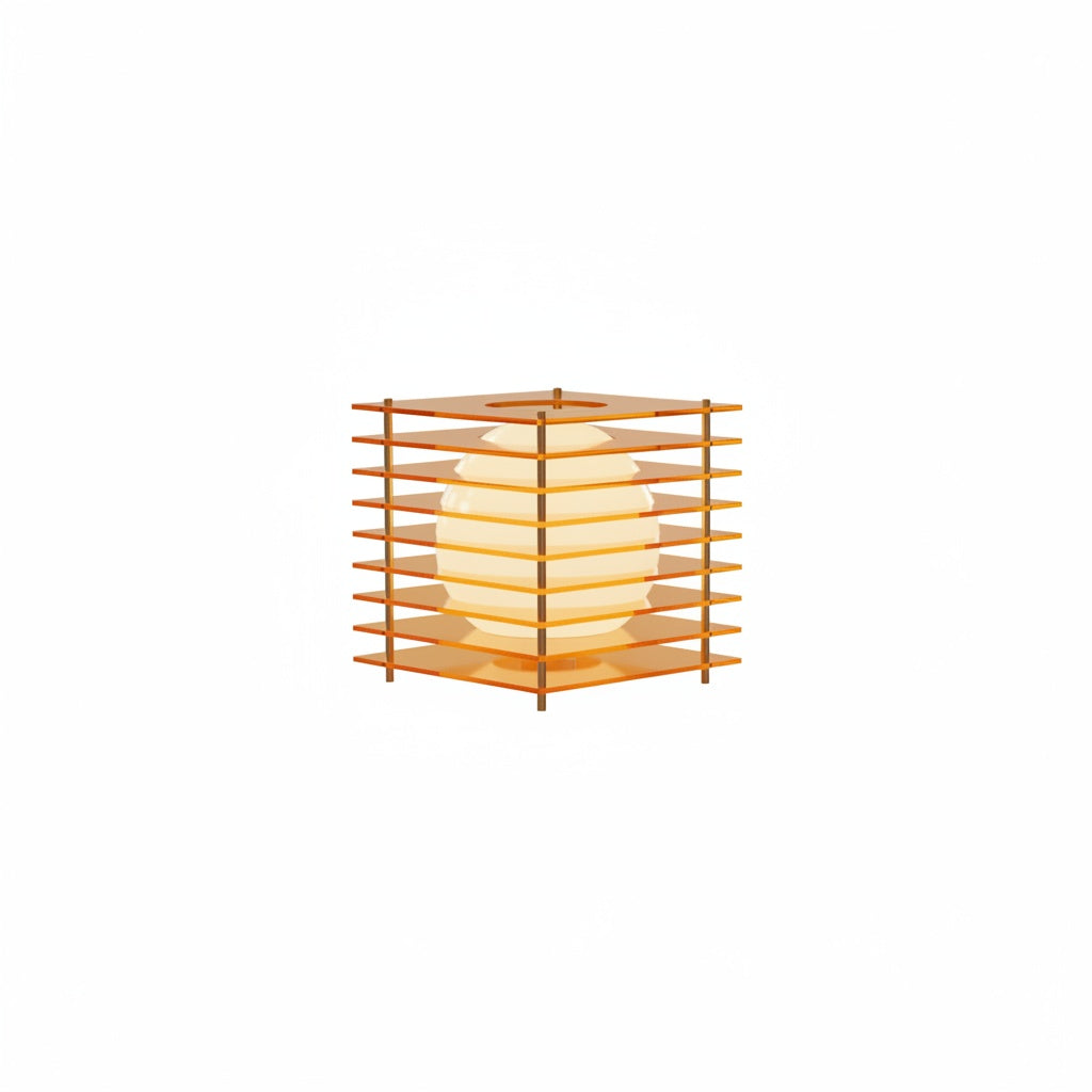 Table Lamp Modern with Stacked Acrylic Panels and Globe LED Inner Shade