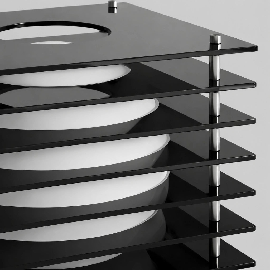 Table Lamp Modern with Stacked Acrylic Panels and Globe LED Inner Shade