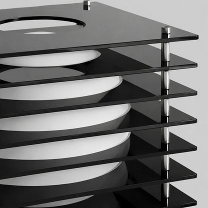 Table Lamp Modern with Stacked Acrylic Panels and Globe LED Inner Shade
