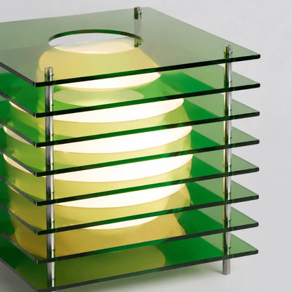Table Lamp Modern with Stacked Acrylic Panels and Globe LED Inner Shade