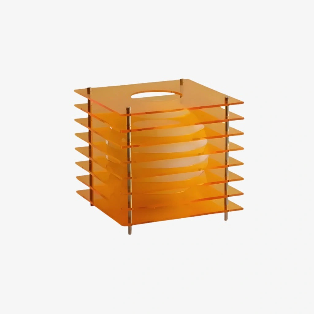 Table Lamp Modern with Stacked Acrylic Panels and Globe LED Inner Shade