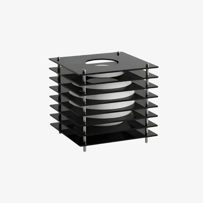 Table Lamp Modern with Stacked Acrylic Panels and Globe LED Inner Shade