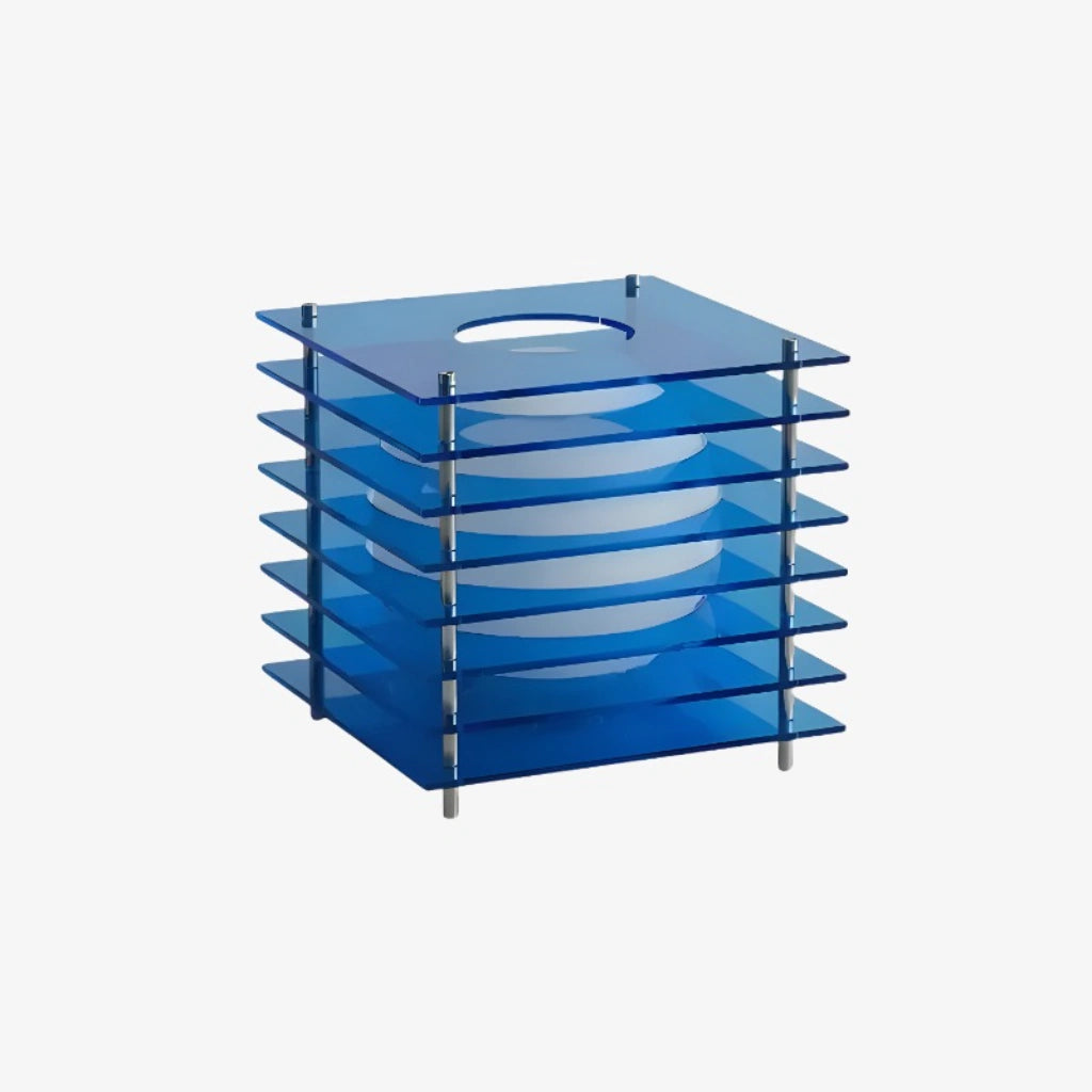 Table Lamp Modern with Stacked Acrylic Panels and Globe LED Inner Shade
