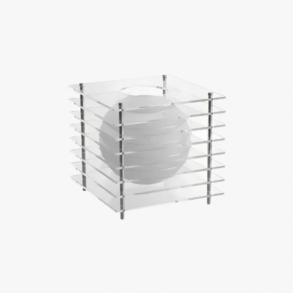 Table Lamp Modern with Stacked Acrylic Panels and Globe LED Inner Shade