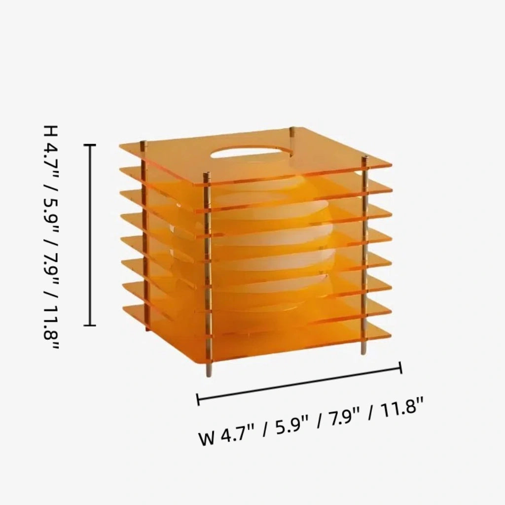 Table Lamp Modern with Stacked Acrylic Panels and Globe LED Inner Shade