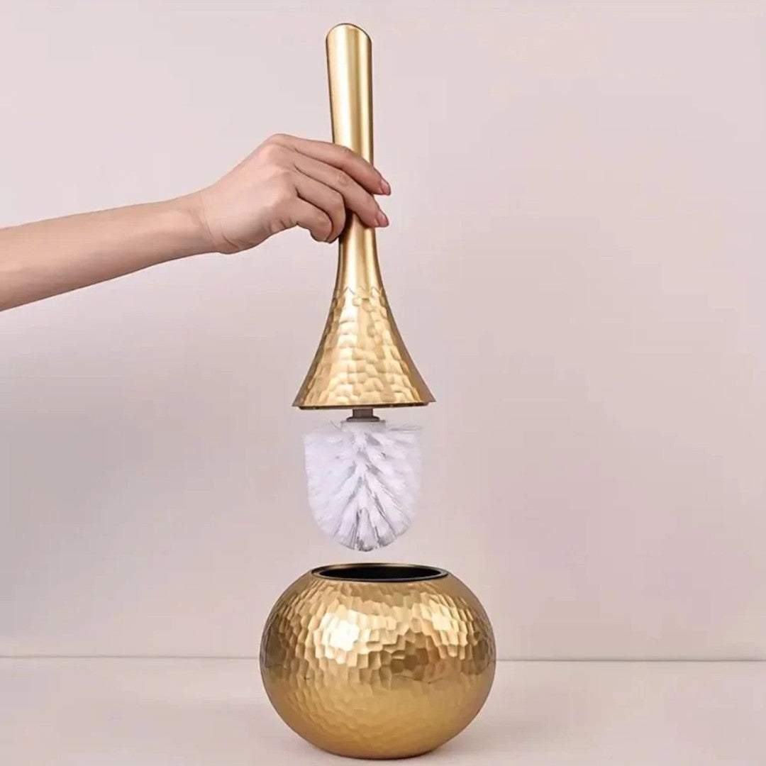 Toilet Brush with Holder and Hammered Teardrop Design