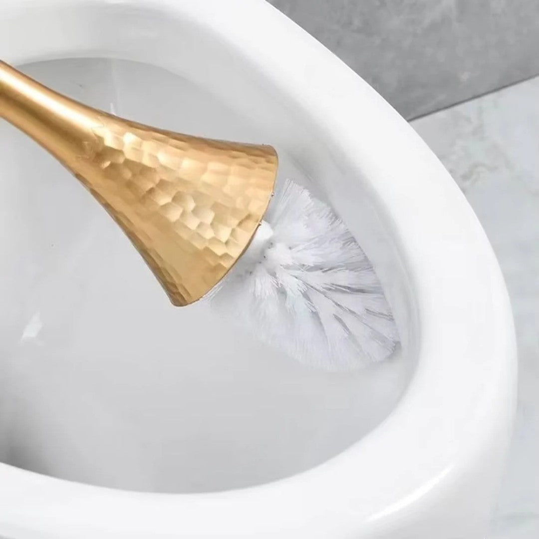 Toilet Brush with Holder and Hammered Teardrop Design