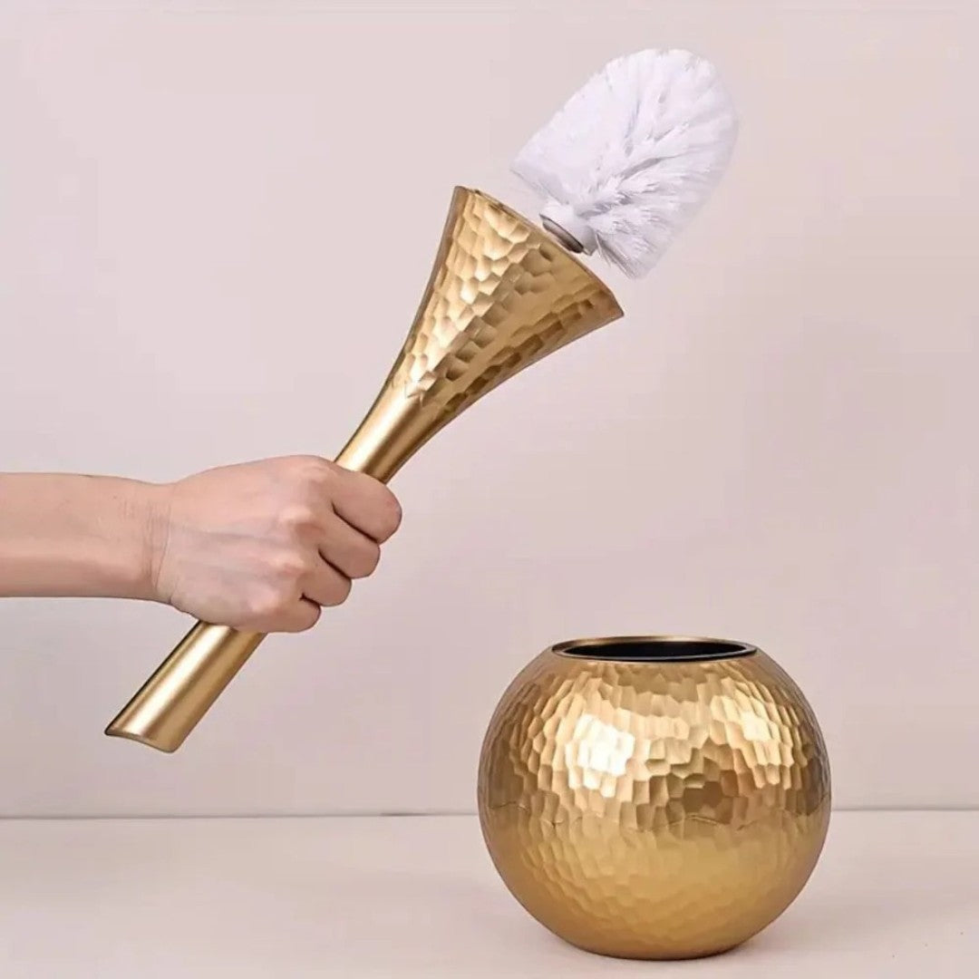 Toilet Brush with Holder and Hammered Teardrop Design