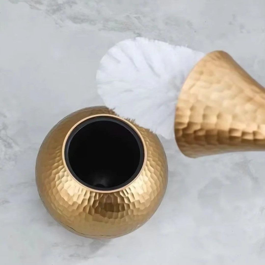 Toilet Brush with Holder and Hammered Teardrop Design