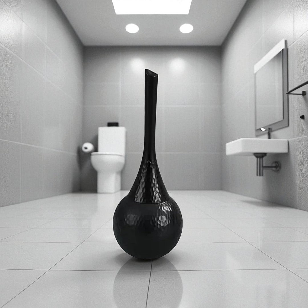 Toilet Brush with Holder and Hammered Teardrop Design