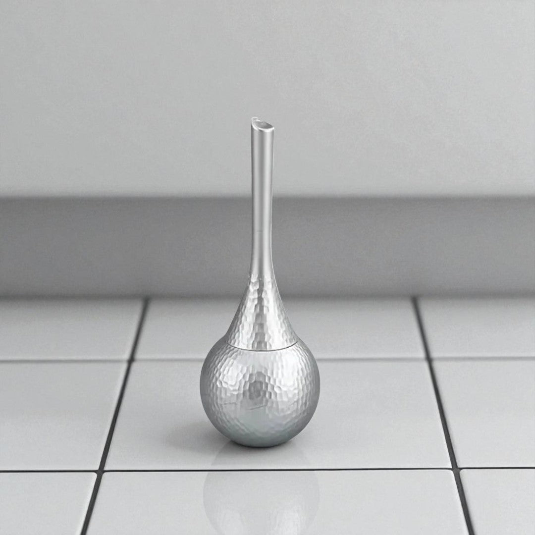 Toilet Brush with Holder and Hammered Teardrop Design