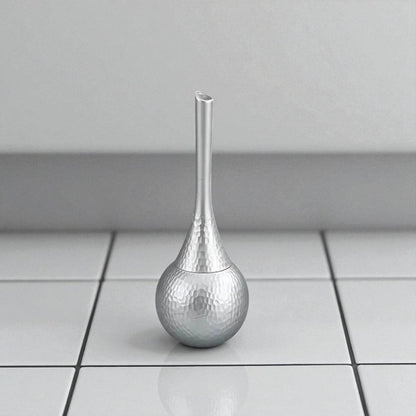 Toilet Brush with Holder and Hammered Teardrop Design
