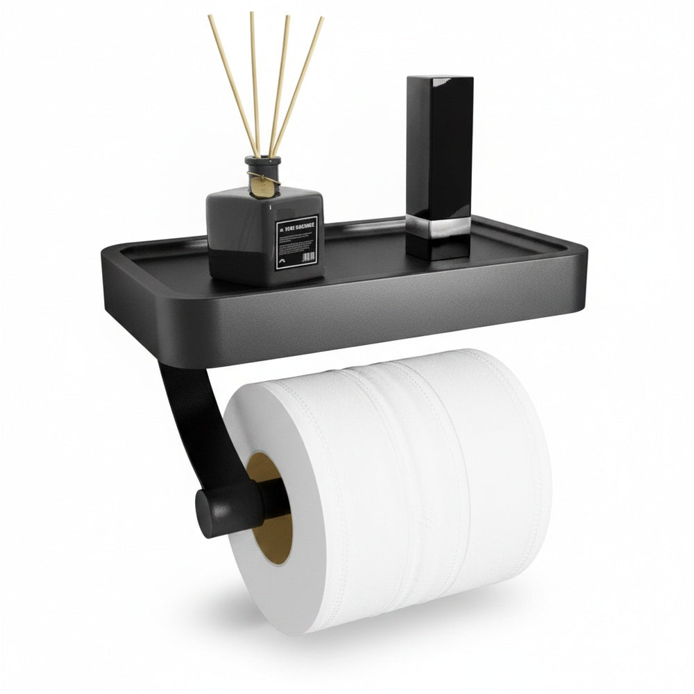 Toilet Paper Holder with Shelf and Phone Tray for Wall Mounting