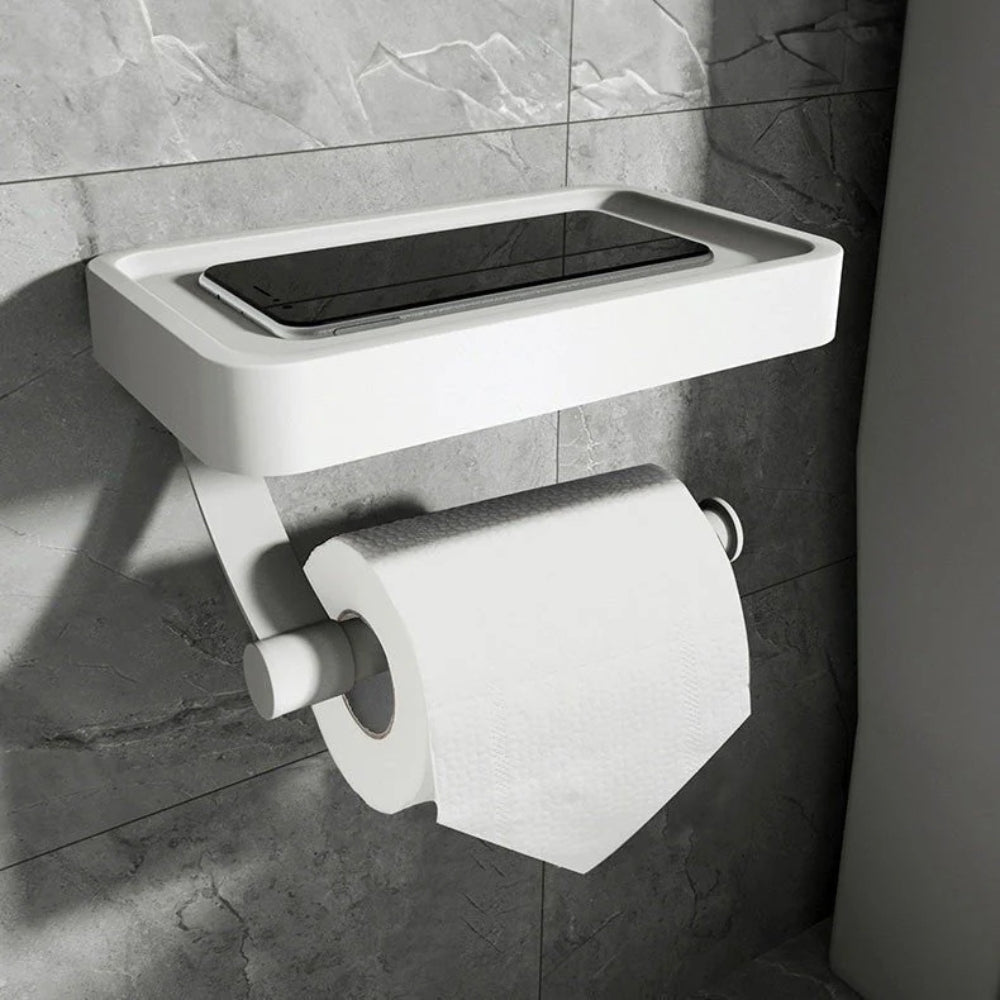 Toilet Paper Holder with Shelf and Phone Tray for Wall Mounting
