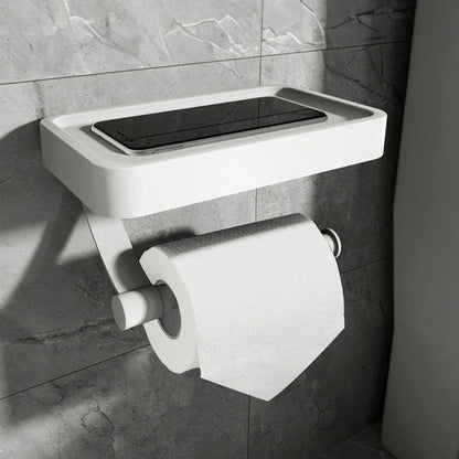Toilet Paper Holder with Shelf and Phone Tray for Wall Mounting