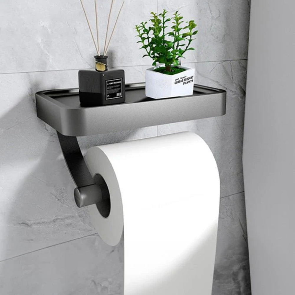 Toilet Paper Holder with Shelf and Phone Tray for Wall Mounting