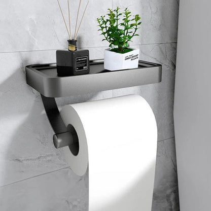 Toilet Paper Holder with Shelf and Phone Tray for Wall Mounting