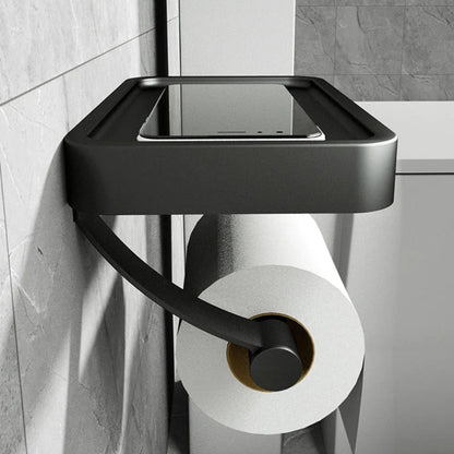Toilet Paper Holder with Shelf and Phone Tray for Wall Mounting