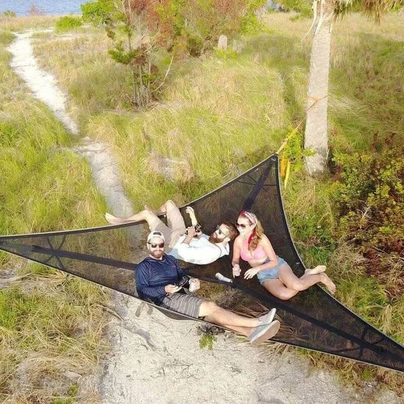 Triangle Multi-Person Camping Hammock with 3-Point Anchoring