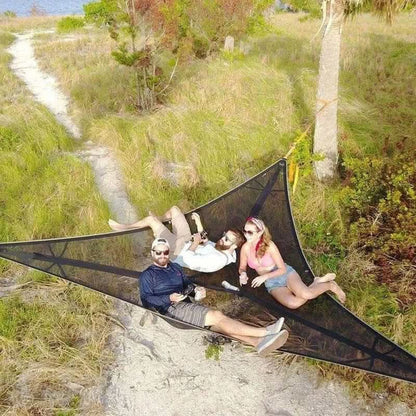 Triangle Multi-Person Camping Hammock with 3-Point Anchoring