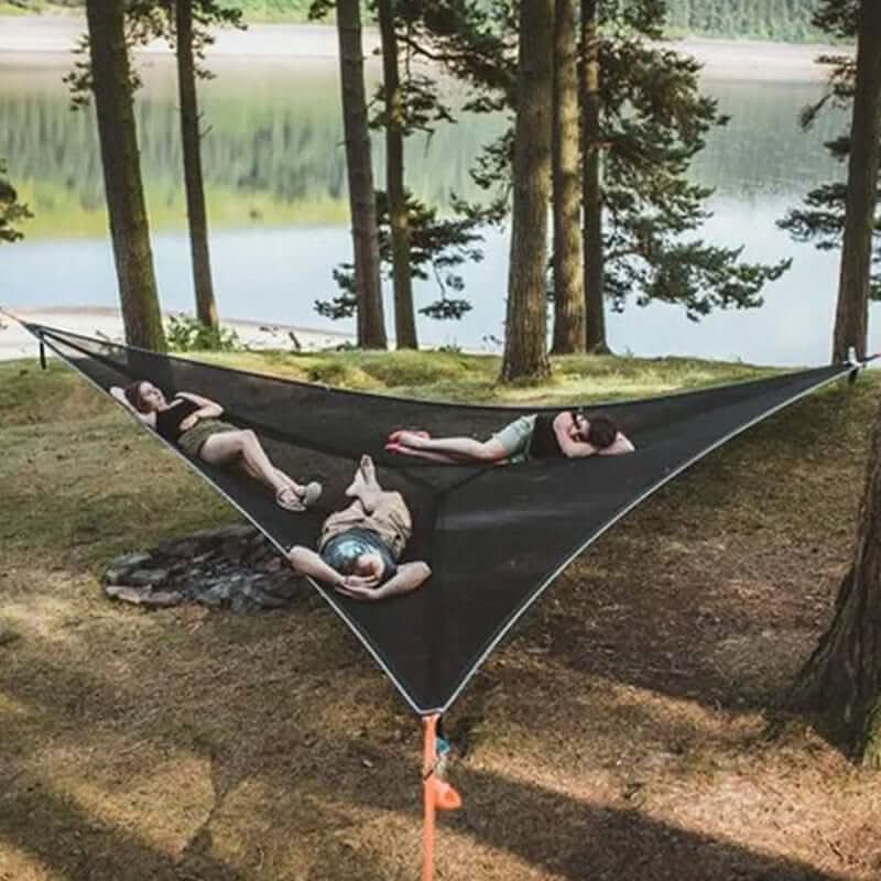 Triangle Multi-Person Camping Hammock with 3-Point Anchoring