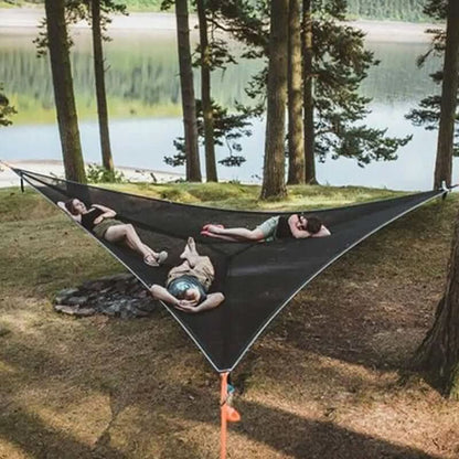 Triangle Multi-Person Camping Hammock with 3-Point Anchoring